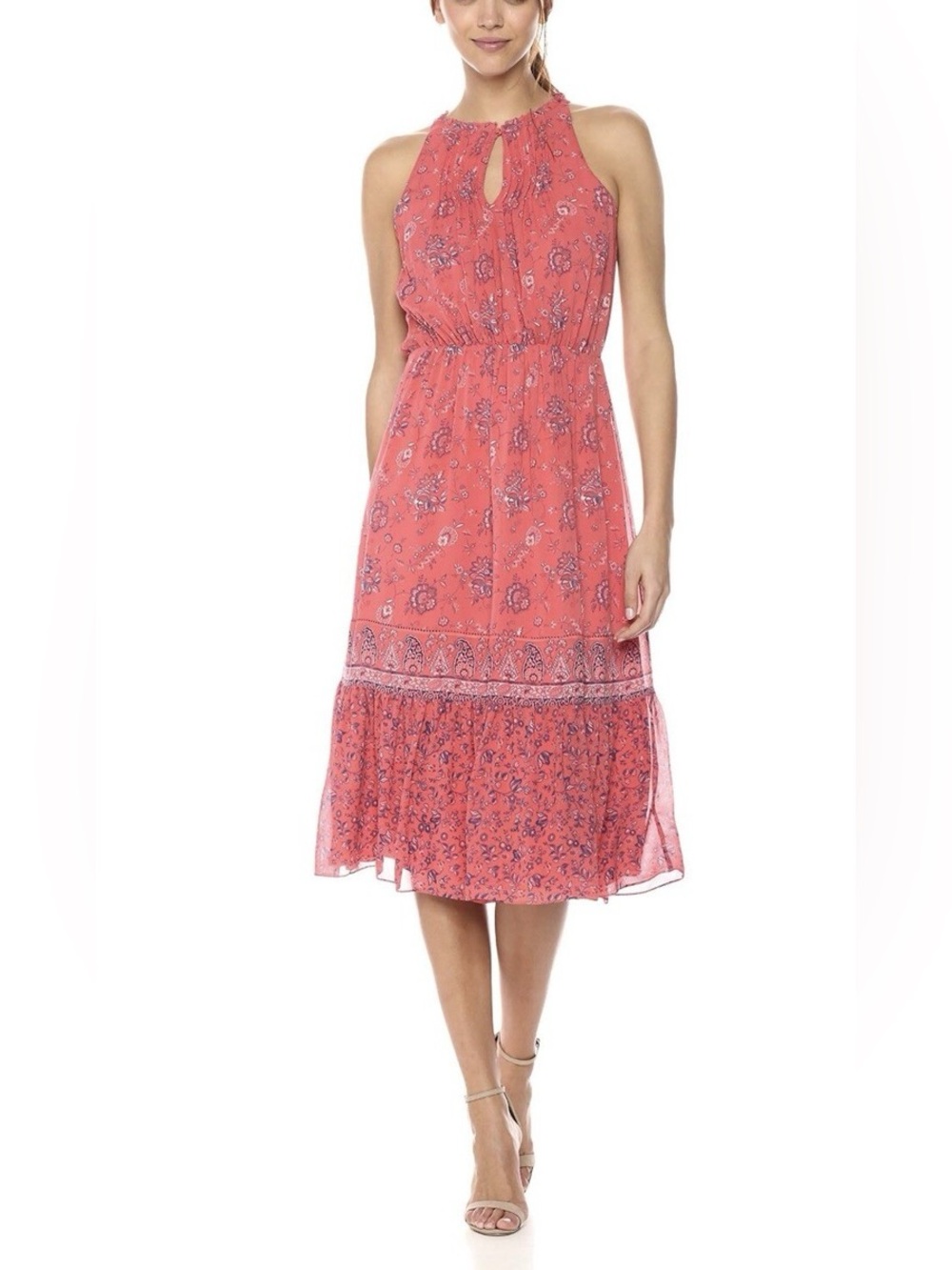 Joie Chara 100% Silk Sleeveless Midi Pink Paisley Dress XS